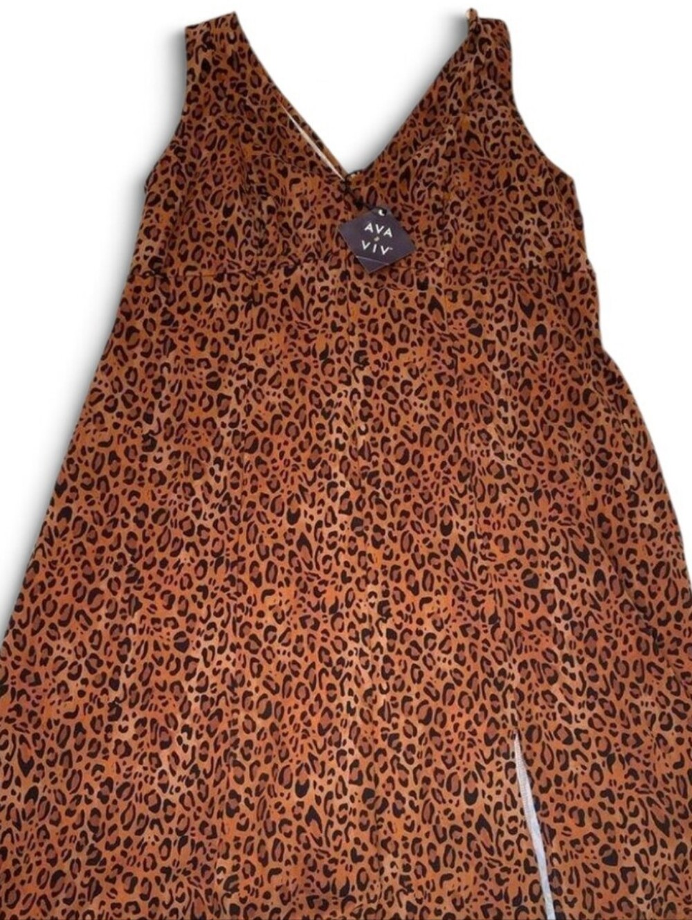 NWT Ava & Viv Cheetah Print Sleeveless V-Neck Midi Dress Plus Size 2X